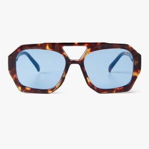 Tortoise Shell Sunglasses with Blue Lenses